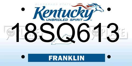 18SQ613 Kentucky License Plate