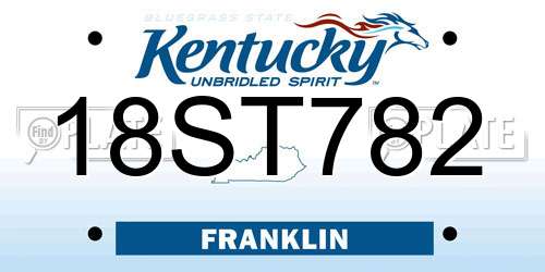 18ST782 Kentucky License Plate