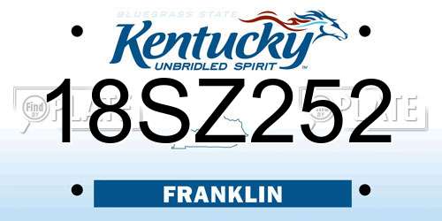 18SZ252 Kentucky License Plate