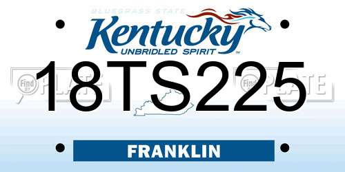 18TS225 Kentucky License Plate