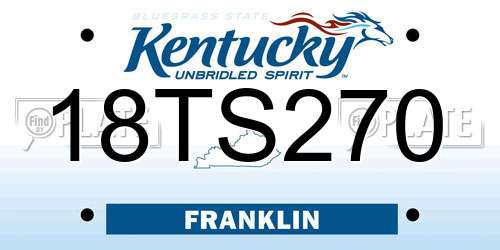 18TS270 Kentucky License Plate