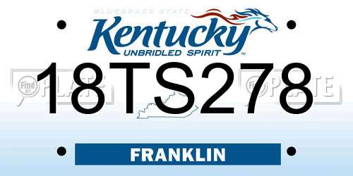 18TS278 Kentucky License Plate