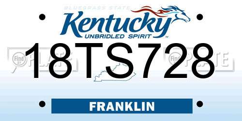 18TS728 Kentucky License Plate