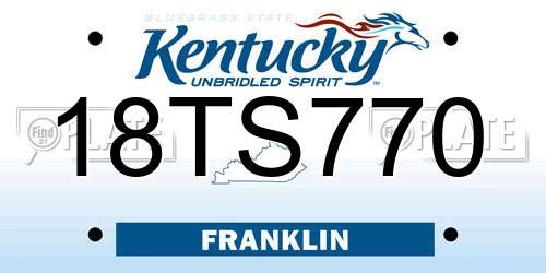 18TS770 Kentucky License Plate