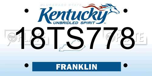 18TS778 Kentucky License Plate
