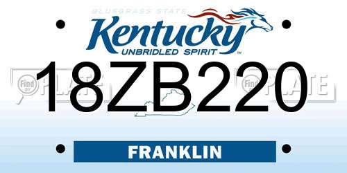 18ZB220 Kentucky License Plate