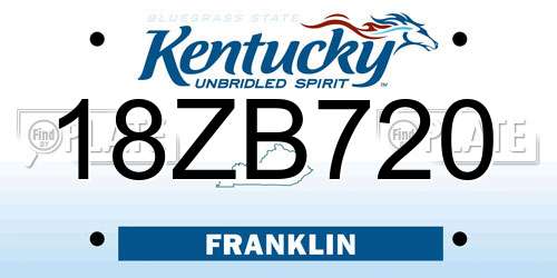 18ZB720 Kentucky License Plate