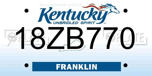 18ZB770 Kentucky License Plate