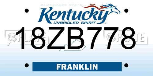 18ZB778 Kentucky License Plate