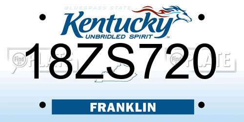 18ZS720 Kentucky License Plate