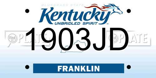 1903JD Kentucky License Plate