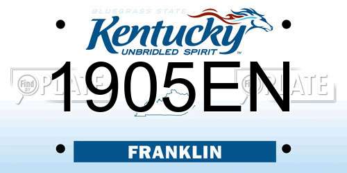 1905EN Kentucky License Plate