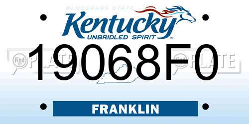19068F0 Kentucky License Plate