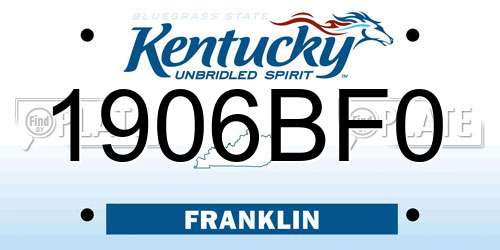 1906BF0 Kentucky License Plate