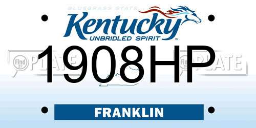 1908HP Kentucky License Plate