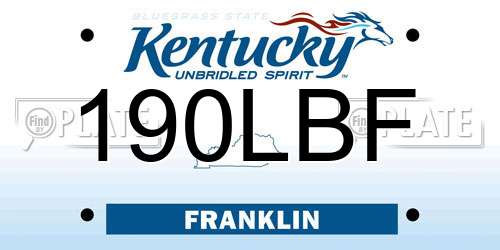 190LBF Kentucky License Plate