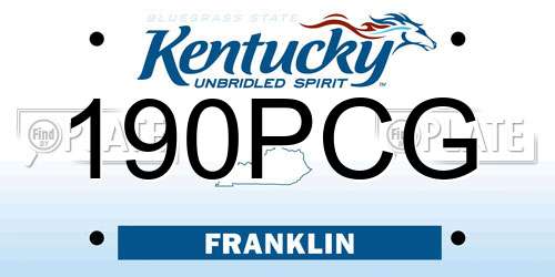 190PCG Kentucky License Plate
