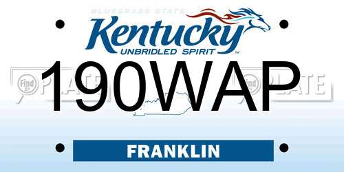 190WAP Kentucky License Plate