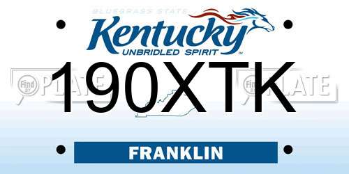 190XTK Kentucky License Plate