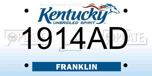 1914AD Kentucky License Plate