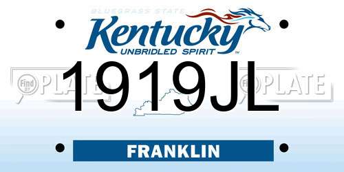 1919JL Kentucky License Plate