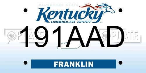 191AAD Kentucky License Plate