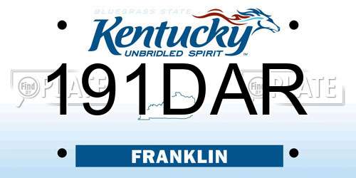 191DAR Kentucky License Plate