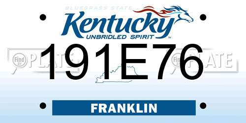 191E76 Kentucky License Plate