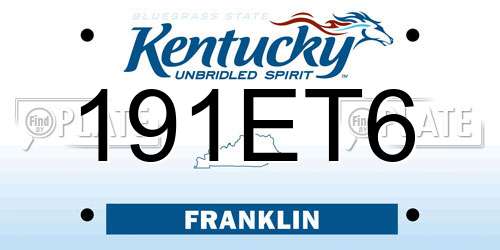 191ET6 Kentucky License Plate