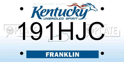 191HJC Kentucky License Plate