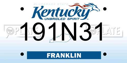 191N31 Kentucky License Plate