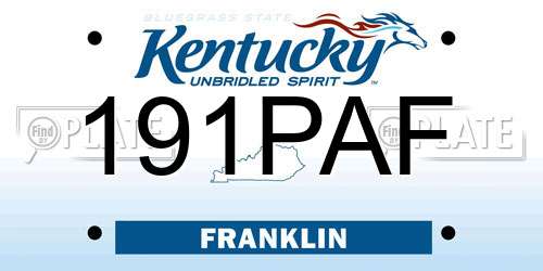 191PAF Kentucky License Plate