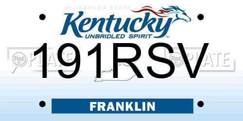 191RSV Kentucky License Plate