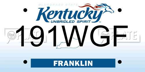 191WGF Kentucky License Plate