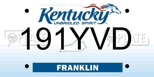 191YVD Kentucky License Plate