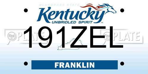 191ZEL Kentucky License Plate