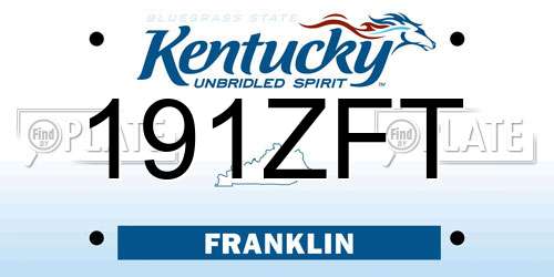 191ZFT Kentucky License Plate