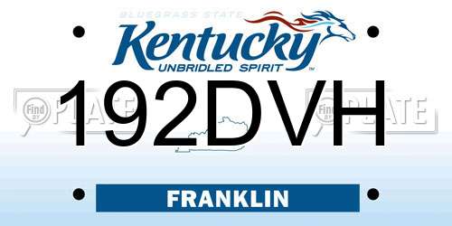 192DVH Kentucky License Plate
