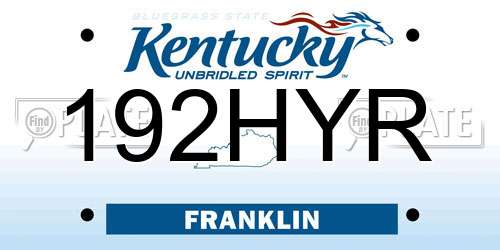 192HYR Kentucky License Plate