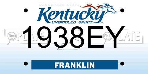 1938EY Kentucky License Plate