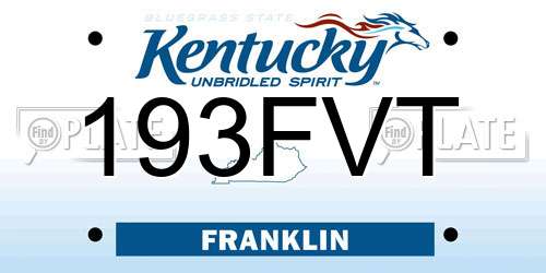 193FVT Kentucky License Plate