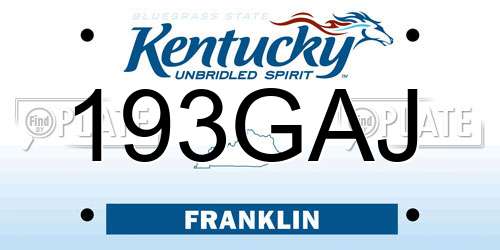 193GAJ Kentucky License Plate