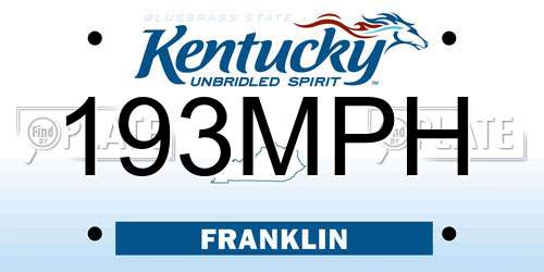 193MPH Kentucky License Plate