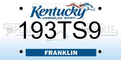 193TS9 Kentucky License Plate