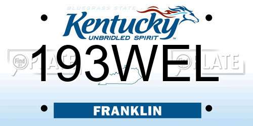 193WEL Kentucky License Plate