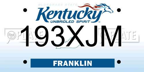 193XJM Kentucky License Plate