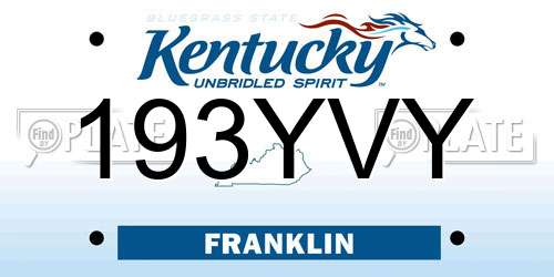 193YVY Kentucky License Plate