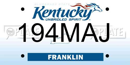 194MAJ Kentucky License Plate