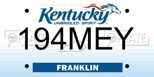 194MEY Kentucky License Plate