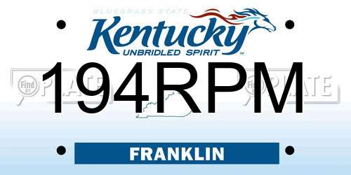 194RPM Kentucky License Plate